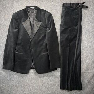 NOAK Velvet Tuxedo Men's 44 Pants 36 x 30 Black ASOS Peak‎ Lapel